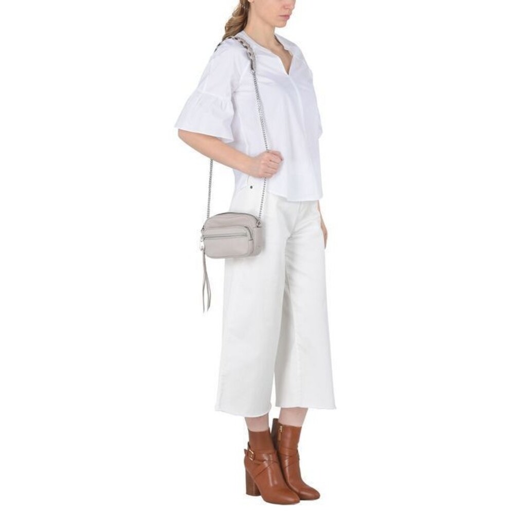 NWT New Womens DKNY Gray Stone Cross Body Bag Handbag Logo Silver Leather Chain